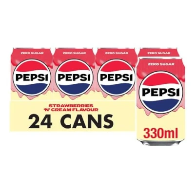 Image of Pepsi Strawberry &amp; Cream 330ml Can (Pack of 24)
