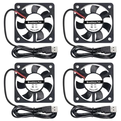 Image of Dealikee 4Pcs USB 5010 3D Printer Fans DC 5V 50mmx50mmx10mm Quiet Cooling Fan Mini Computer for DIY PC Case CPU Coolers Radiators.