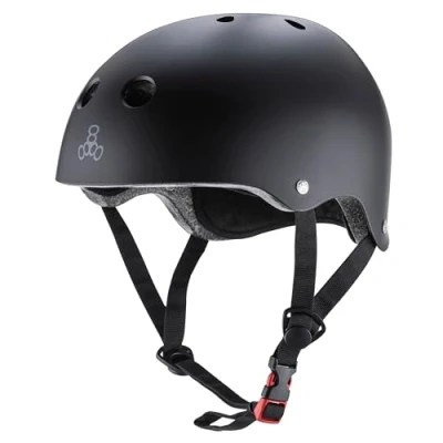 Image of Triple 8 New York 1351000025 3036 Brainsaver EPS Rubber Helmet, Black, X Small/Small
