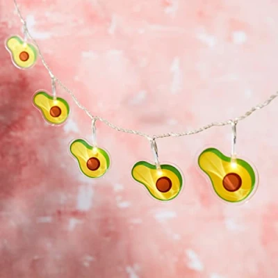 Image of Lights4fun Indoor 12 LED Avocado Battery Operated String Fairy Lights with Timer 1.6m