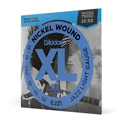 Image of D&#039;Addario Guitar Strings XL Nickel Electric EJ21 Perfect Intonation, Consistent Feel, Reliable Durability For 6 String Guitars 12 52 Jazz Light