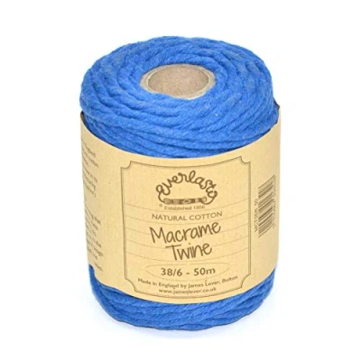 Image of 50M Spools Everlasto Single Twist Soft Cotton Coloured Macrame Craft Twine 38/6 (4mm approx) (Oxford Blue)