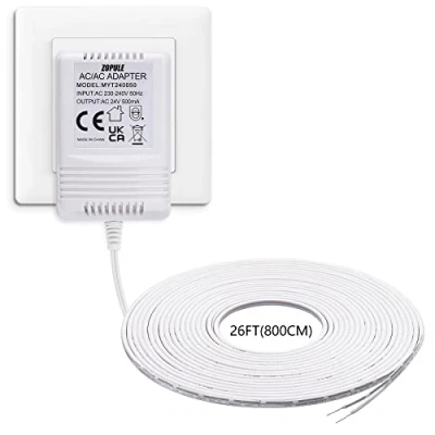 Image of 24Volt 500mA Doorbell Transformer Competible with All Versions of Ring and Nest Hello Doorbell,C Wire Adapter for Nest,Ecobee, Sensi Honeywell Thermostat,8M (315&quot;) Long Cable
