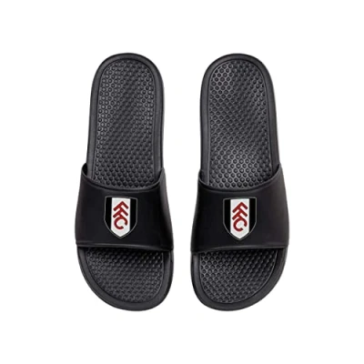 Image of FOCO Championship Football Fulham Fan Summer Shower Pool Sliders Mens Size 6/7