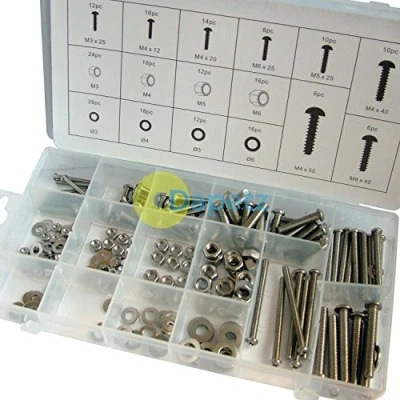Image of Dapetz ® 246Pc Stainless Steel Nuts &amp; Bolts Set M3, M4, M5, M6 Screws Bolts, Washers Assortment Kit, Flat Metric Machine Kit
