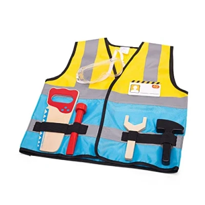 Image of Bigjigs Toys Kids Construction Outfit Builder Costume for 3 5 Years, Complete with Toy Tools Set, Ideal Pretend Play Costume, Gift Boys &amp; Girls