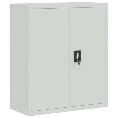 Image of vidaXL File Cabinet Powder Coated Steel, Light Grey, Adjustable Shelves, Lockable System, 90x40x105 cm for Office Storage