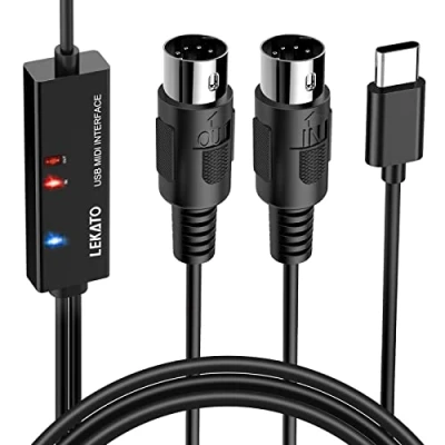 Image of LEKATO Type C MIDI Cable, Adapter to Interface 6.5Ft In Out Converter Keyboard PC/Mac/Laptop for Instruments