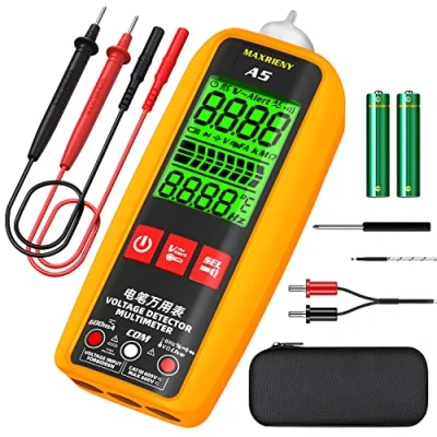 Image of MAXRIENY Smart Digital Multimeter Electrical Amp Tester 6000 Counts Voltmeter Ammeter VFC Capacitance Temperature Current Diode Ohm Hz Continuity V Alert Voltage with Protect Case