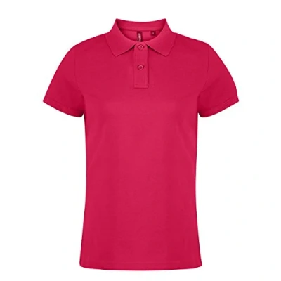 Image of Asquith &amp; Fox Womens/Ladies Plain Short Sleeve Polo Shirt (Hot Pink) Size Medium