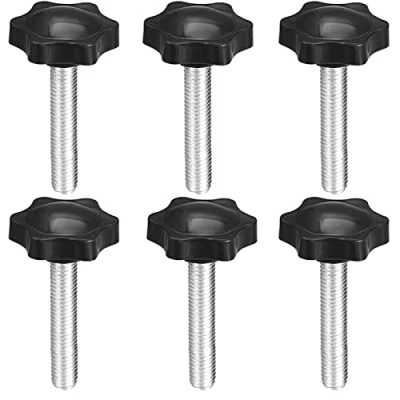 Image of TA VIGOR M8 x 50mm Plum Hex Shaped Clamping Screw Knob 6Pcs, 32mm Dia Plastic Head Handle Male Thread Thumb