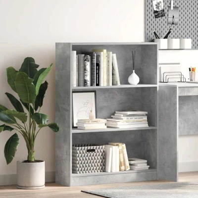 Image of vidaXL Concrete Grey Engineered Wood Bookcase/Bookshelf/Storage Cabinet Modern Freestanding Unit Versatile for Living Room, Bedroom, Hallway 80x24x109 cm