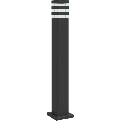 Image of vidaXL Black Outdoor Floor Lamp with Outlet 80 cm Aluminium IP44 Weatherproof Patio Lighting for Garden, Driveway &amp; Porch Built in Power Socket Diffuser Protection E27 Bulb Not Included