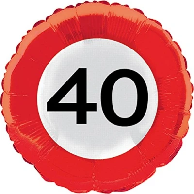 Image of Folat 40th Birthday Traffic Sign Foil Balloon 46 cm