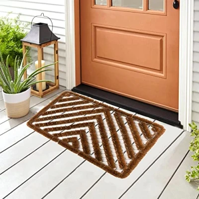 Image of Roseley Wire &amp; Coir Door Mat 40 x 60cm Heavy Duty Boot Scraper 100% Natural Doormat Entrance Rug Indoor Outdoor (Patttern02)