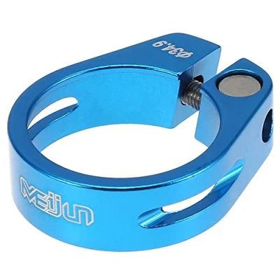Image of Bicycle Seat Post Clamp, Quick Release Clamp 34.9mm Aluminum Alloy Tube Clip for 12/30.8/1.24 Inch Seatpost (Blue)
