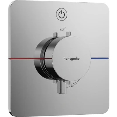 Image of hansgrohe ShowerSelect Comfort Q thermostat conceiled, bathroom tap with safety stop at 40 C, for showers and bath tubs, shower mixer 1 function, chrome, 15581000