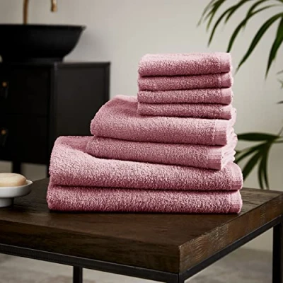 Image of Catherine Lansfield Quick Dry Cotton 8 Piece Towel Set Pink