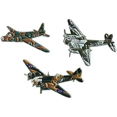 Image of WW2 Mosquito Wellington &amp; Blenheim RAF Military Aircraft Metal Enamel Badge SET