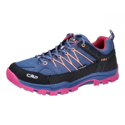 Image of CMP KIDS Rigel LOW WP Unisex Hiking shoes for kids, Size: 2.5, Ocean/fuxia Leather/synthetics