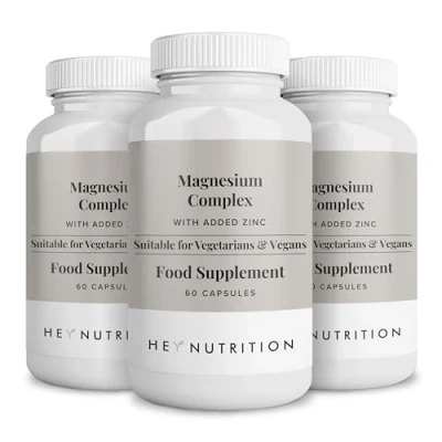 Image of Hey Nutrition Magnesium Complex High Strength 205mg Supplement Zinc, Vitamin D3 Muscle &amp; Bone Health, Nerve Function Energy Support UK Manufactured Non GMO 3 Pack 180 Vegetarian Capsules
