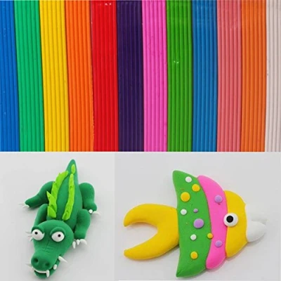 Image of White Hinge 12x Soft Modelling Clay/Plasticine Strips in Assorted Colours