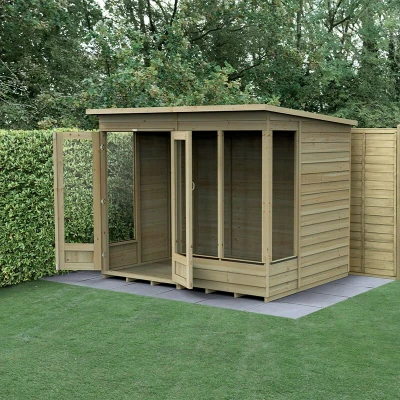Image of 8&#039; x 6&#039; Forest 4Life 25yr Guarantee Double Door Pent Summer House (2.52m 2.05m)