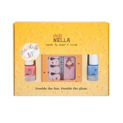 Image of Miss Nella Summer MANICUTE kids nail kit + 2 peel off polish, stickers, tattoos, filer &amp; toe separators all designed foe children hands toes