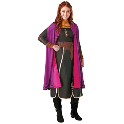 Image of Rubie&#039;s Official Disney Frozen 2, Anna Deluxe Dress, Adults Costume, Size Ladies X Small Uk 6 8