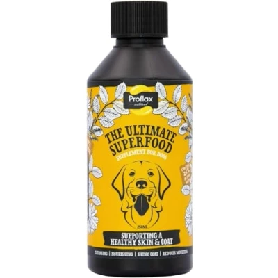 Image of Proflax Natural Skin &amp; Coat Supplement for Dogs Supports Healthy Coat, Colour Pigments Promotes Calmness and Relaxation Fast Acting Vet Approved Herbal Tincture 250ml