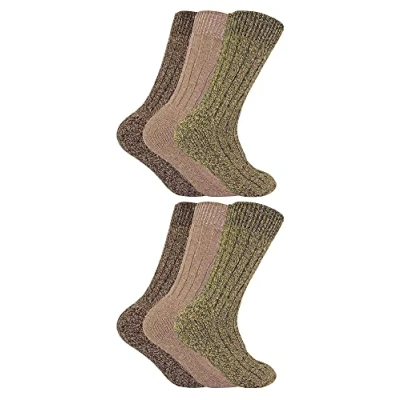 Image of 6 Pack Mens Thick and Warm Wool Socks Sock Snob Thermal Winter Padded Hiking Boot for Men (6 11, Brown)