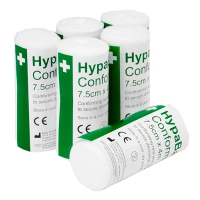 Image of Safety First Aid Group HypaBand Conforming Bandages White, 7.5 cm x 4 M (Pack of 6)