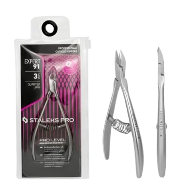 Image of Staleks Pro Expert 91 Quarter Jaw 3 mm Blade Professional Cuticle Nippers Pack of 1 Model NE