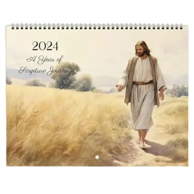 Image of Jesus Calendar 2024 Bible Verse Wall Christian Faith Monthly Planner Inspirational Religious