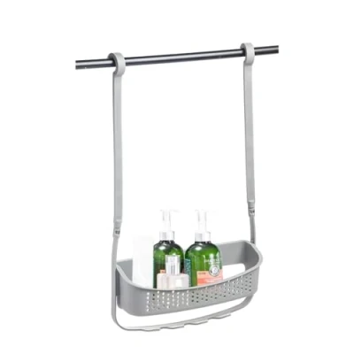 Image of Blue Canyon Hanging Shower Caddy Single Basket, No Drill Bathroom Shelf, Non Rusting Storage Shelves, Accessory for Organisation Over Bath Basket (1 Tier Grey)