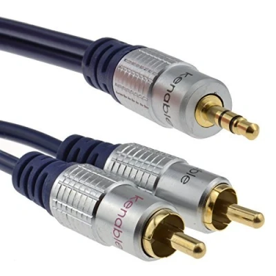 Image of kenable Pure HQ OFC 3.5mm Stereo Jack to 2 RCA Phono Plugs Cable Gold 1.5m