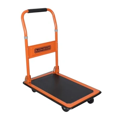 Image of BLACK+DECKER BXWT H303 Folding Platform Trolley Hand Truck Max. 80KG on Wheels 60 x 40 80.5 cm Transport Cart with Handle Easy to Store Steel