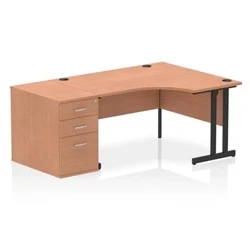 Image of Impulse 1400 RH Crescent Desk Cantilever Beech/Black 800 High Ped