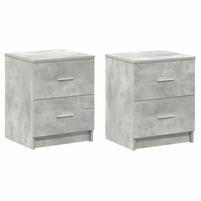 Image of vidaXL Bedside Cabinets 2 Drawers Nightstand Bed Table Engineered Wood Concrete Grey Bedroom Storage Solution