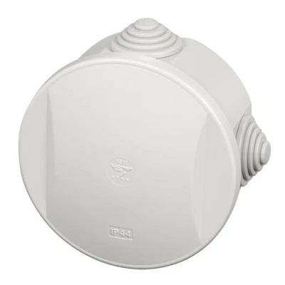 Image of Stag Round Enclosure With Clip On Lid And Glands Grey 80mm X 40mm Se02