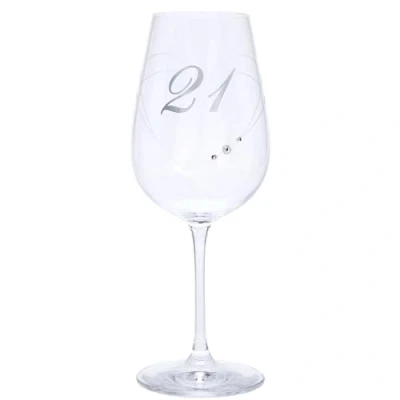 Image of 21st Birthday Wine Glass with Etched Heart and Diamante Detailing, 550ml, Gift Boxed