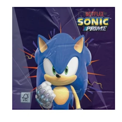 Image of BeenSmile, Sonic Prime 33 CM Napkins, Paper Party Supplies, Parties, Celebrations and Children&#039;s Birthdays, 20 Units