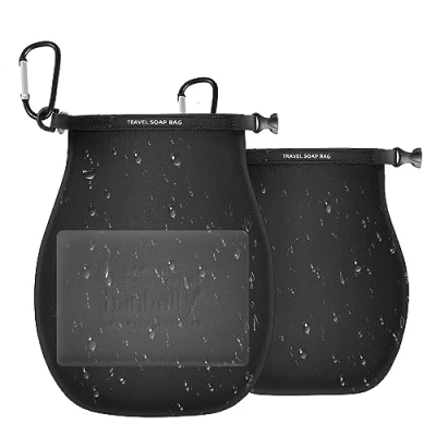Image of 2 Pack Soap Travel Case Container,Portable Bag Soap,Solutions for Travelling Bathroom Shower Gym with Bar (Black)