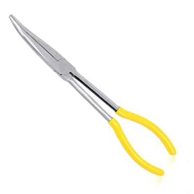 Image of SPEEDWOX 11 Inches Long Reach 25 Degree Bent Nose Pliers Needle Serrated Jaws