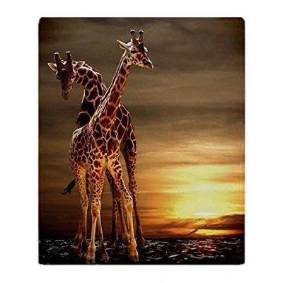 Image of YISUMEI Soft Fleece Blanket Giraffes, 150 x 200 cm Throw Suitable for Sofa or Bed