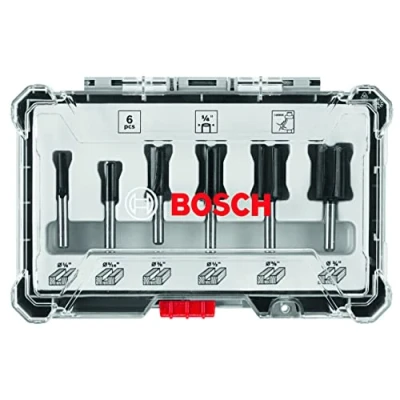 Image of BOSCH RBS006SBS 6 Piece (Universally Compatible Accessory) Carbide Tipped Groove Cutter Router Bit Assorted Set