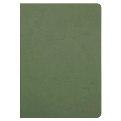 Image of Clairefontaine 733003C Collection Age Bag A Green Stapled Notebook A4 21x29.7 cm 96 Plain White Pages 90 g Paper Glossy Leather Grain Card Cover