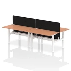 Image of Air B2B 1400x800mm Adjustable 4P Bench Desk CP Beech/White + Screen