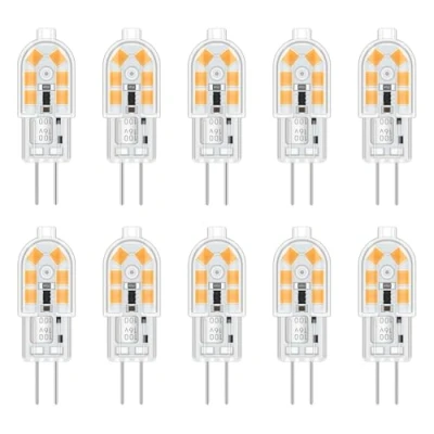 Image of Akynite G4 12V LED Light Bulbs 2W Warm White 3000K, Replacement for Halogen Bulb 10W 20W, 200LM, AC DC Bi Pin Capsule Cooker Hood/Chandelier, Not Dimmable, 10 Pack