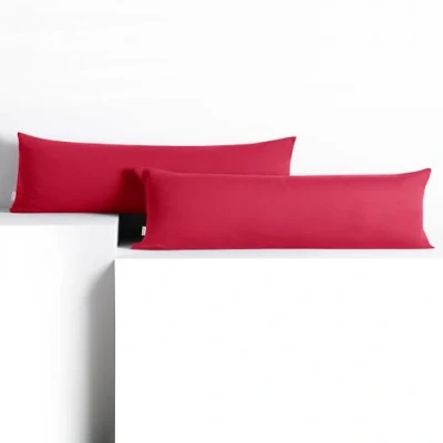 Image of DecoKing 2 x Pillowcases 20 120 cm Jersey Cotton Zip Pink Amber